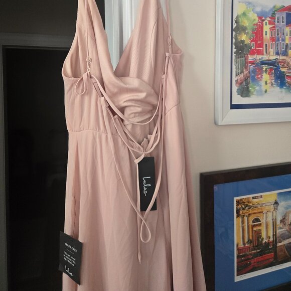 Lulus In Love Forever Nude Lace-up High-low Maxi Dress Pink - Size M - Picture 3 of 3